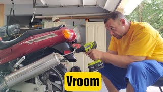 Kawasaki ZZR600 Drilling The Stock Exhaust For A Better Sound [upl. by Yren197]