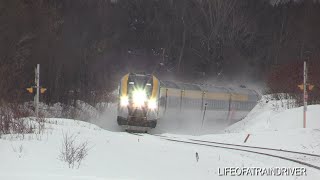 High Speed Train Negotiates S Curve in Snow  VIA Rails New Fleet  VIA 26 [upl. by Courcy649]