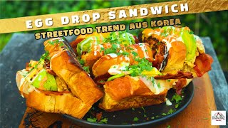 Trend Food aus Korea Egg Drop Sandwich  Frühstück mit Ei und Bacon  Street Food Rezept  DADs BBQ [upl. by Ydnarb]