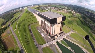 Tallest boat lift in the world  Aerial view  StrépyThieu Belgium [upl. by Enitsua364]