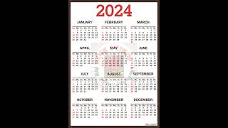 calendar calendar2024 2024 2024calendar holidays newcalendar 2024holidays lifestyle diary [upl. by Placido8]