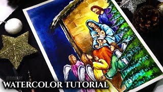 Christmas Nativity Scene Tutorial  How To Draw Jesus Mary and Joseph [upl. by Lien]