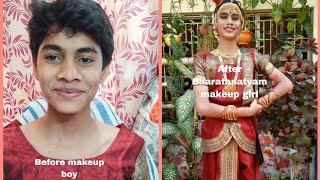 Bharatanatyam  makeup  for boy  Before and after look [upl. by Ehcram]