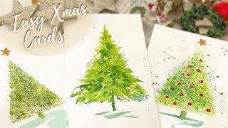 How to Paint Christmas Trees the Easy Way  Beginners Watercolor Tutorial  Quick Simple Xmas Cards [upl. by Annahsad]