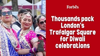 Thousands pack London’s Trafalgar Square for Diwali celebrations [upl. by Sualkin]