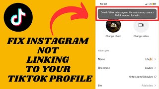 Fix Instagram Not Linking On Your TikTok Profile  Couldn’t Link To Instagram  Problem Solved [upl. by Banky]