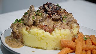 CLASSIC British dish modern twist Liver Onions and Bacon WHISKY CREAM sauce [upl. by Yzdnil]