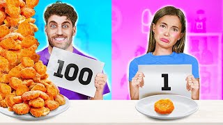 NEW 123 GO 100 LAYERS OF FOOD CHALLENGE  Lucky vs Unlucky Eating for 24 hours [upl. by Velma903]