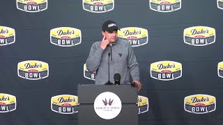 WATCH Neal Brown discusses Dukes Mayo Bowl win [upl. by Einhapets]