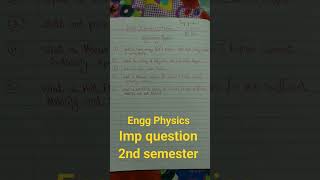 Engineering physics  2nd semester Important questions [upl. by Gnoc]