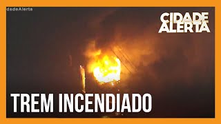 Trem na estação Santa Veridiana é incendiada em retaliação à morte de miliciano no RJ [upl. by Crandall]