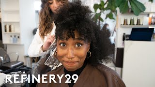 Dyeing My Curly Hair Platinum Blonde  Hair Me Out  Refinery29 [upl. by Settera]