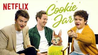 Joe Keery Gaten Matarazzo and Joseph Quinn Answer To a Nosy Cookie Jar  Stranger Things  Netflix [upl. by Beatriz]