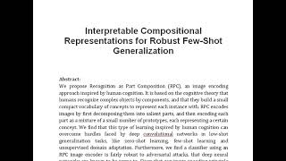 Interpretable Compositional Representations for Robust Few Shot Generalization [upl. by Isolda691]