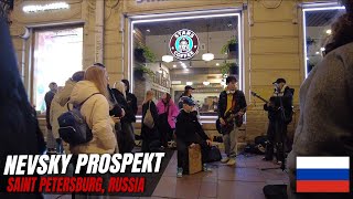 Nevsky Prospekt at Night St Petersburg Russia 🇷🇺 2K 60 fps [upl. by Rugen]