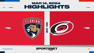 NHL Highlights  Panthers vs Hurricanes  March 14 2024 [upl. by Hpesoy]