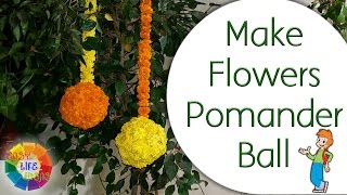 Make Flowers Pomander Ball  Marigold Hanging Ball From Plastic Ball [upl. by Orravan]