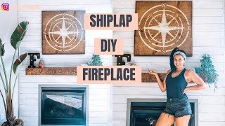 Shiplap DIY Fireplace Wall  Fixer Upper Wall  Joanna Gaines Style  DIY with Lex [upl. by Heuser]