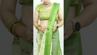 Cotton silk saree draping  new tricks for saree draping  easy way saree draping [upl. by Anohsal892]