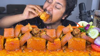 MUKBANG amp RECIPE SPICY PORK BELLY FRY WITH ROTI amp SALAD PORK FRY WITH ROTI HUNGRY GADWALI MUKBANG [upl. by Attenyl]