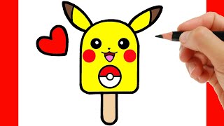 COMMENT DESSINER PIKACHU FACILE  COMMENT DESSINER DE LA CRÈME GLACÉE [upl. by Gabi780]