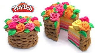 Flower Basket Cake Play Doh Art for Kids DIY Mothers Day Gift [upl. by Pancho]