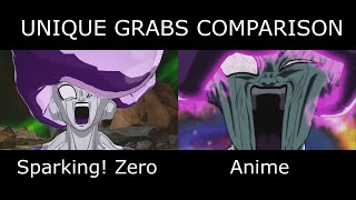 Unique Grabs Origins Side by Side Comparison Dragon Ball Sparking Zero  Anime [upl. by Nesahc]