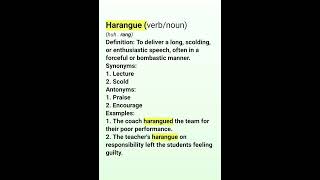 learn a word  Harangue learnawordaday [upl. by Nahtanhoj]