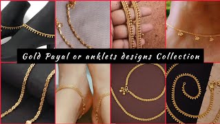 gold Payal or anklets designs with weight and price gold pattilu designs collection 916kdmPayal [upl. by Kathy]