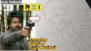 LEO Vijay Drawing  Vijay Drawing Easy Step By Step  Outline Tutorial malayalam  Arun ArtBook [upl. by Lindberg]