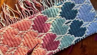 Mosaic Crochet Pattern 43 Staggered Hearts  Multiple of 16  4 with Tapeatry Color Changes [upl. by Vilberg623]