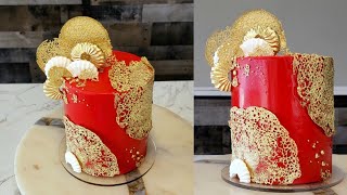 Edible Gold Tuile Cake  Using Sultan Piping Tip to Make Cake Toppers  Twix Cake Recipe Included [upl. by Wendelin513]