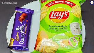 Chocolate Lays  5 Minutes Snacks Recipe  Dairy milk amp Lays  Quick Evening Snacks [upl. by Surtimed]