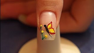 Butterfly springtime motif as fingernail design [upl. by Nyleve]