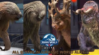 All Sloths In Jurassic World Alive  Jurassic World Alive [upl. by Parthena]