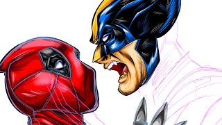 Drawing Deadpool And Wolverine Art [upl. by Eilitan632]