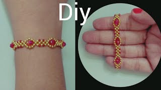 How to make Simple and easy bracelet Beading tutorial braceletmaking diybracelet [upl. by Akela566]