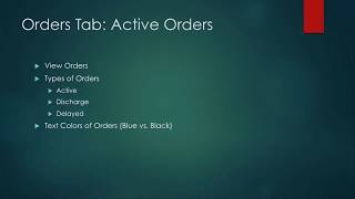 Intro to CPRS For Nursing Students 11 Orders  Active Orders [upl. by Onstad282]