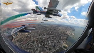 Italian Air Force jets fly over NYC in a colorful display [upl. by Shipp]