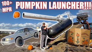 Launching Pumpkins 100MPH At My Crown Vic This Pumpkin Launcher Is No Joke  HUGE ANNOUNCEMENT [upl. by Mahgirb]