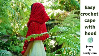 Easy crochet cape with hood for beginner make in any size [upl. by Esined]