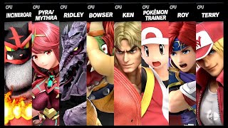 Incineroar VS Pyra  Mythra VS Ridley VS Bowser VS Ken VS Pokémon Trainer VS Roy VS Terry Ultimate [upl. by Lebar]