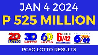 Lotto Result January 4 2024 9pm PCSO [upl. by Nadoj]