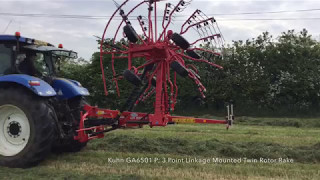 CampO Tractors  Kuhn GA 6501 P 3 Point Linkage Mounted Twin Rotor Rake [upl. by Dlared]