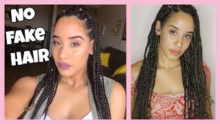 Easy quotBOX BRAIDSquot on Long Curly Hair  No Extensions [upl. by Armin]