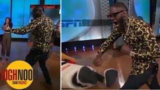 Deontay Wilder punches ESPN mascot apologizes after injury rumors of broken jaw  High Noon [upl. by Ginder965]