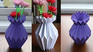 How To Make A Paper Flower Vase  DIY Simple Paper Craft [upl. by Aver544]