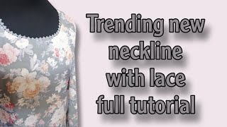 How to stitch Round neckline with lace hindiUrduSub skgirlyskills fashion necklinedesigns [upl. by Bryan]