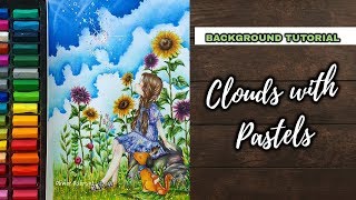 simple cloud background with soft pastel ☁️ 🌸\ adult colouring tutorial [upl. by Nirot]