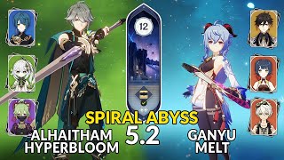 New 52 Spiral Abyss│Alhaitham Hyperbloom amp Ganyu Melt  Genshin Impact Floor 12 [upl. by Uella959]